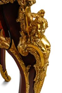 A Louis XV Style Parquetry and Gilt Bronze Mounted Bureau Plat