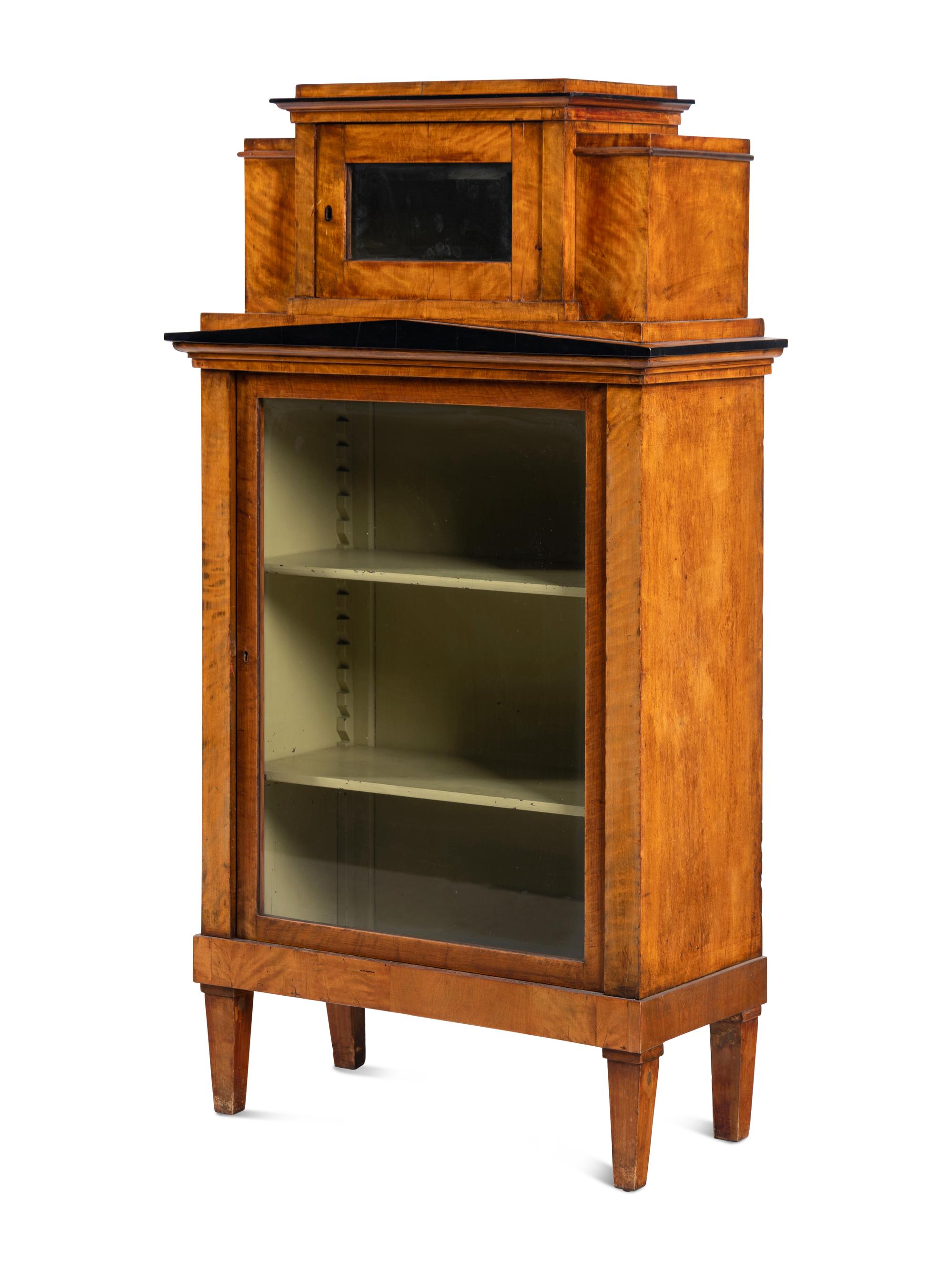 A Biedermeier Maple Vitrine Cabinet