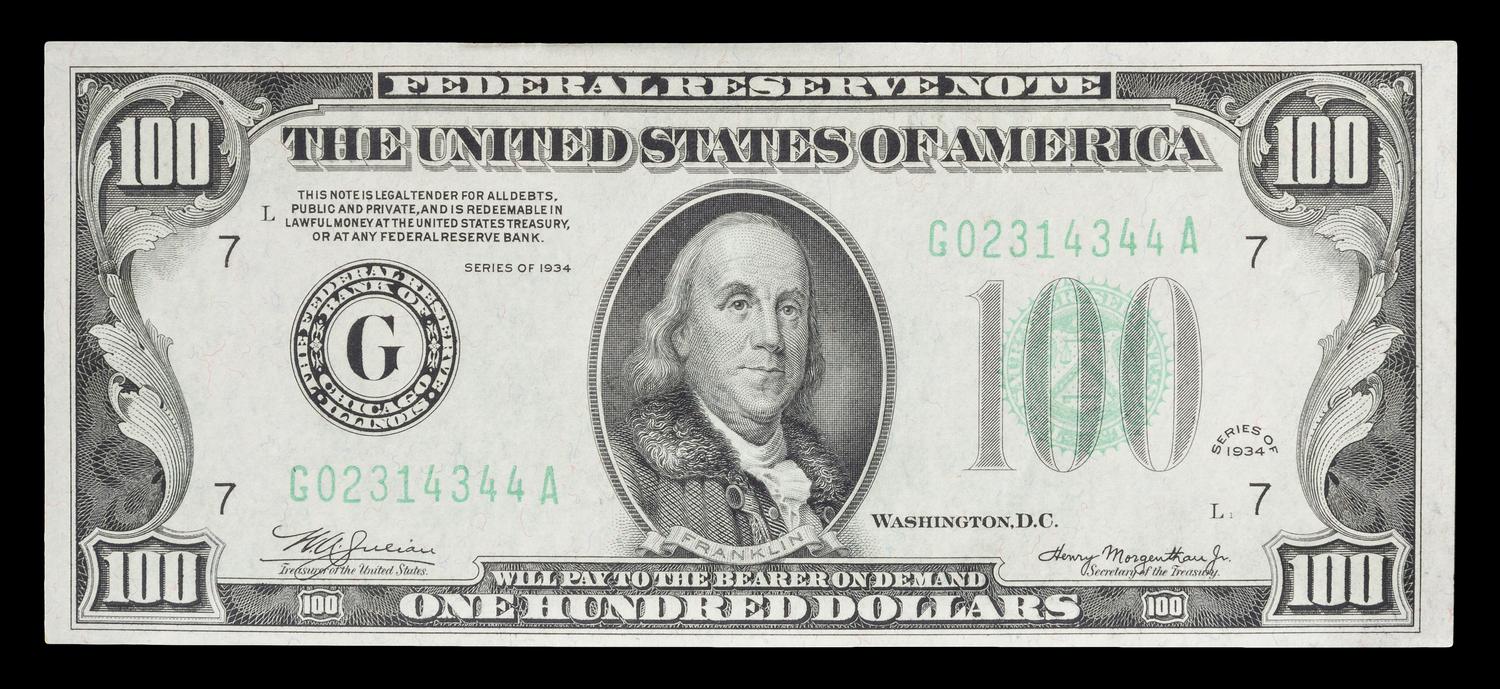 A United States 1934-G $100 Federal Reserve Note