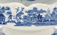 A Staffordshire Blue Willow Cheese Wheel Stand
