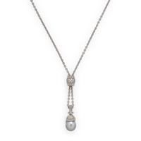 Penny Preville, Cultured Gray Pearl, Diamond, and Platinum Necklace