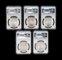 Five Morgan: Lincoln Highway Hoard $1 Coins (NGC MS63)