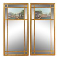 A Pair of Chinese Export Trumeau Mirrors