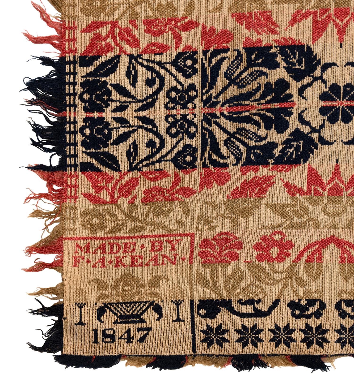 A Jacquard Woven Cotton and Wool Coverlet