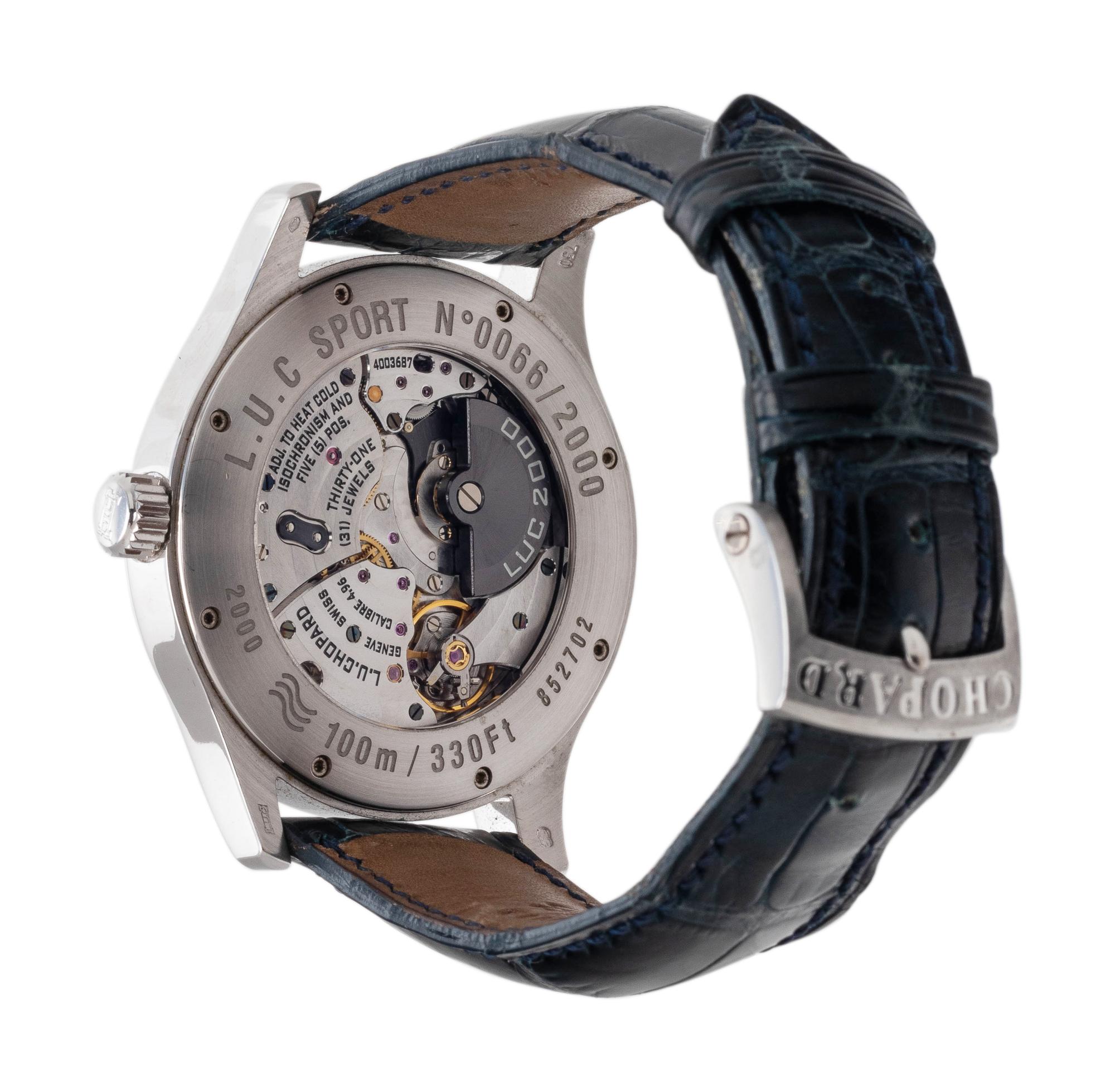 CHOPARD, 18K WHITE GOLD AND DIAMOND LIMITED EDITION 'L.U.C SPORT 2000' WRISTWATCH