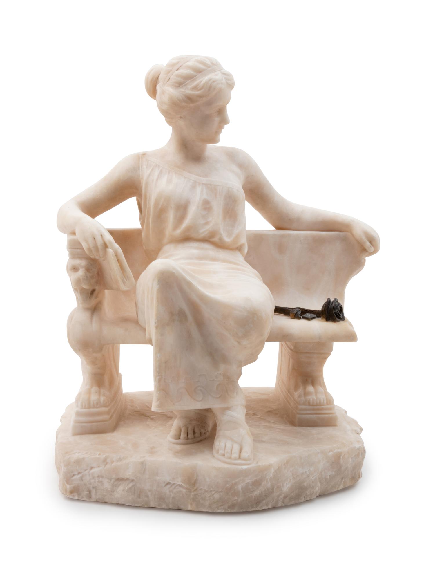 An Italian Bronze Mounted Alabaster Figure