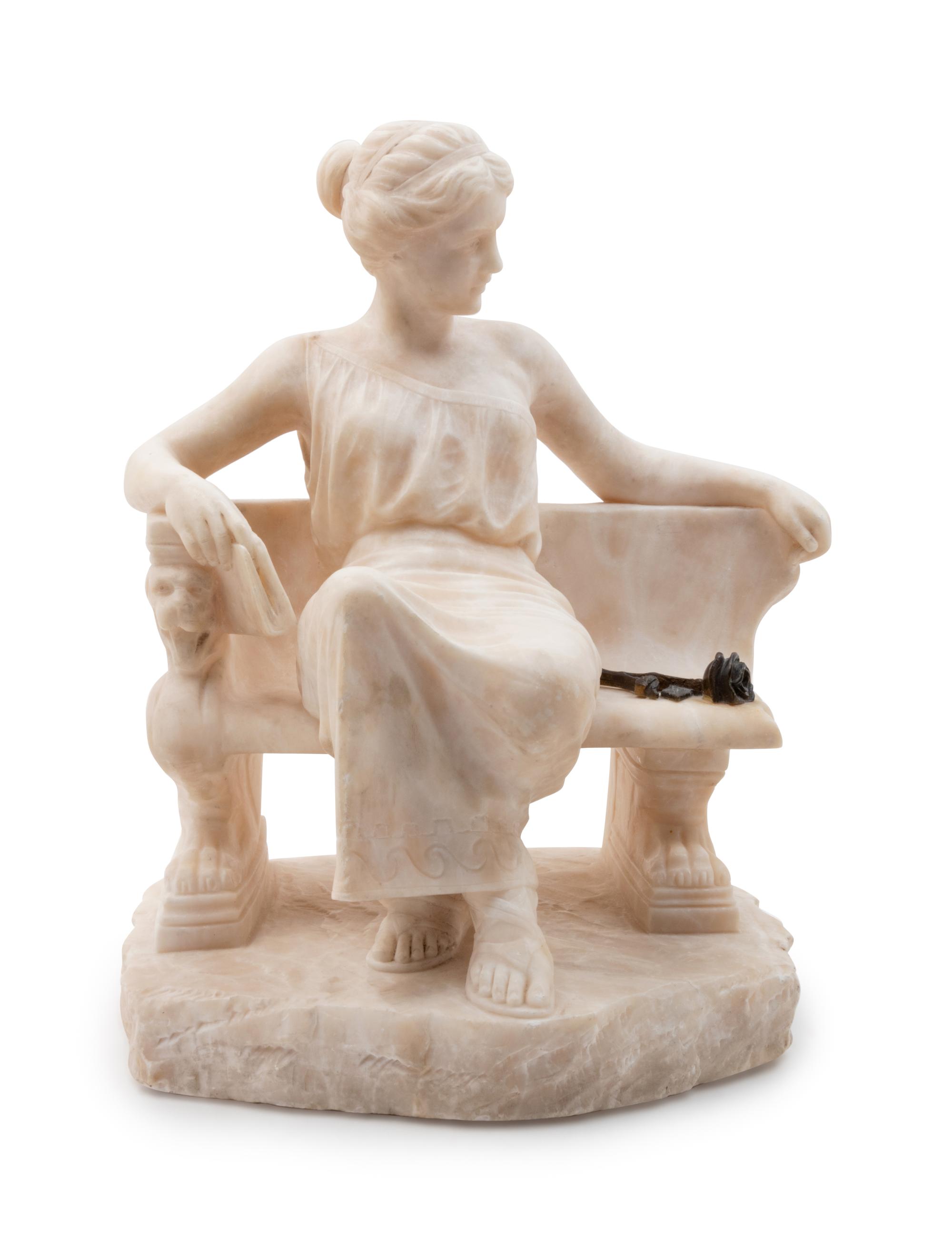 An Italian Bronze Mounted Alabaster Figure