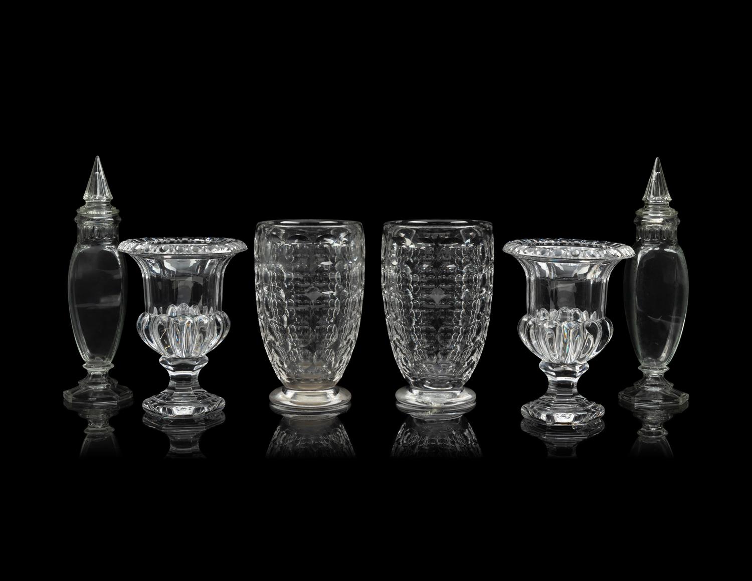 Three Pairs of Molded Glass Vases