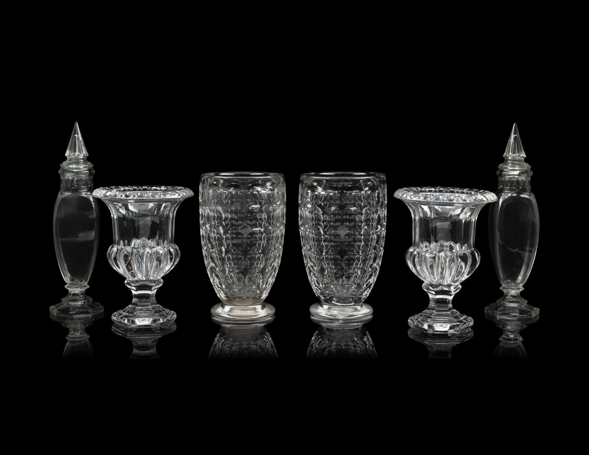 Three Pairs of Molded Glass Vases