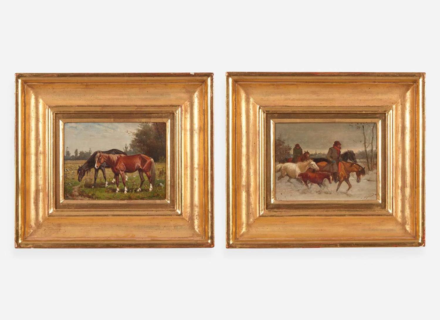 Scott Leighton (1847-1898), Winter Roundup and Spring in the Pasture