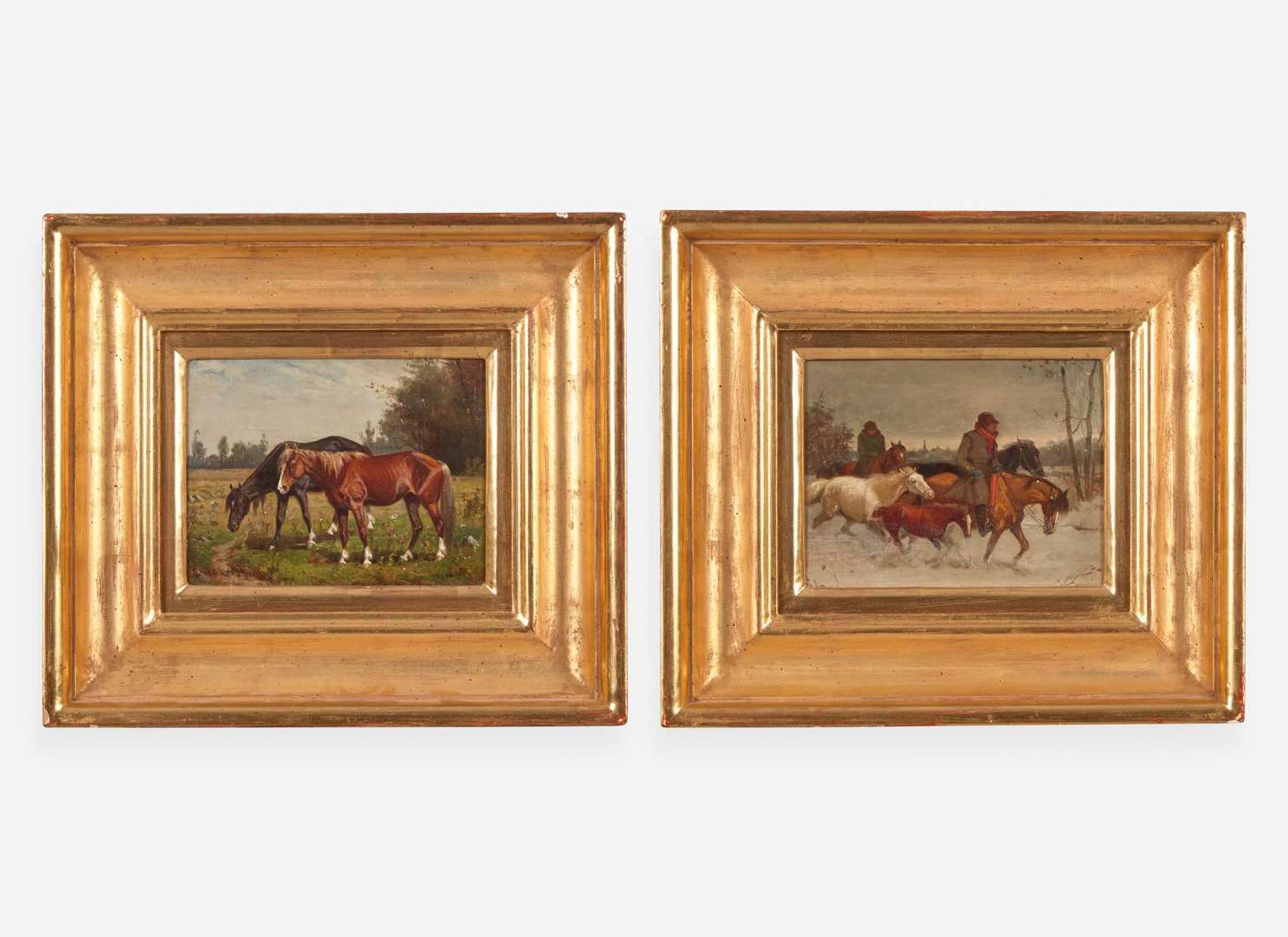 Scott Leighton (1847-1898), Winter Roundup and Spring in the Pasture
