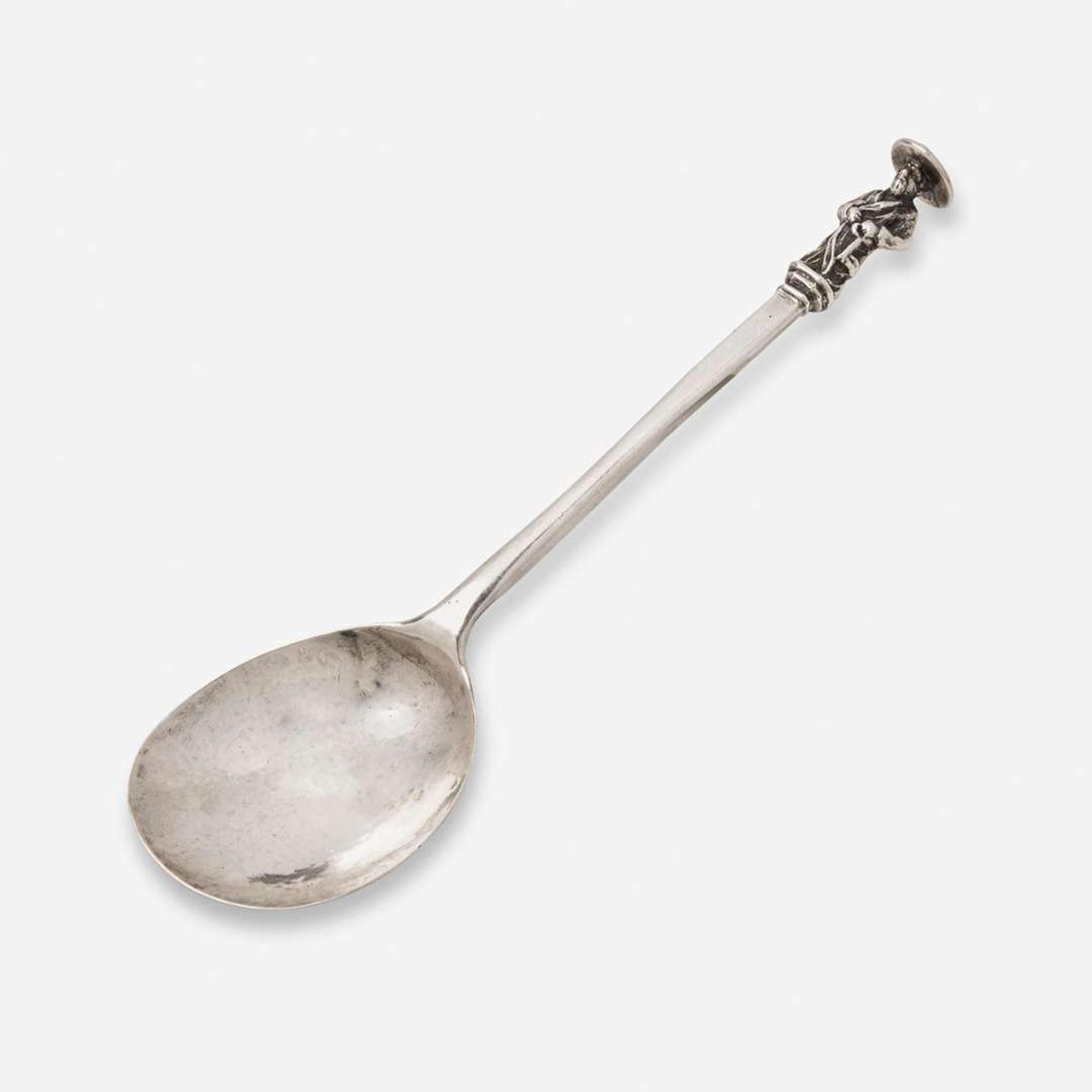 A George III sterling silver apostle spoon Partially rubbed maker's mark, "HW" (?), London, 1771