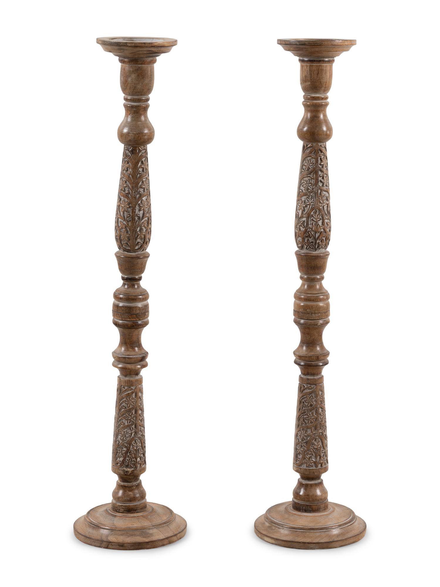 A Pair of Italian Wood Pricket Sticks