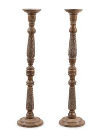 A Pair of Italian Wood Pricket Sticks