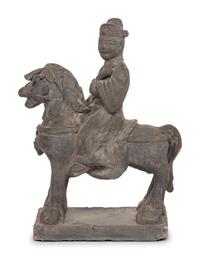 A Chinese Pottery Equestrian Figure, Song to Yuan Dynasty