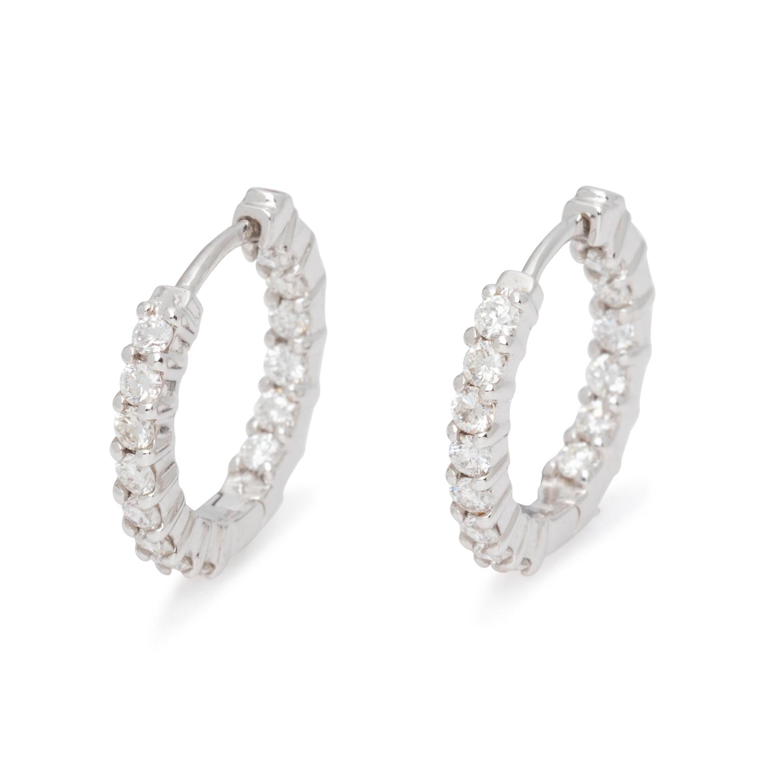 ROBERTO COIN, DIAMOND HOOP EARRINGS