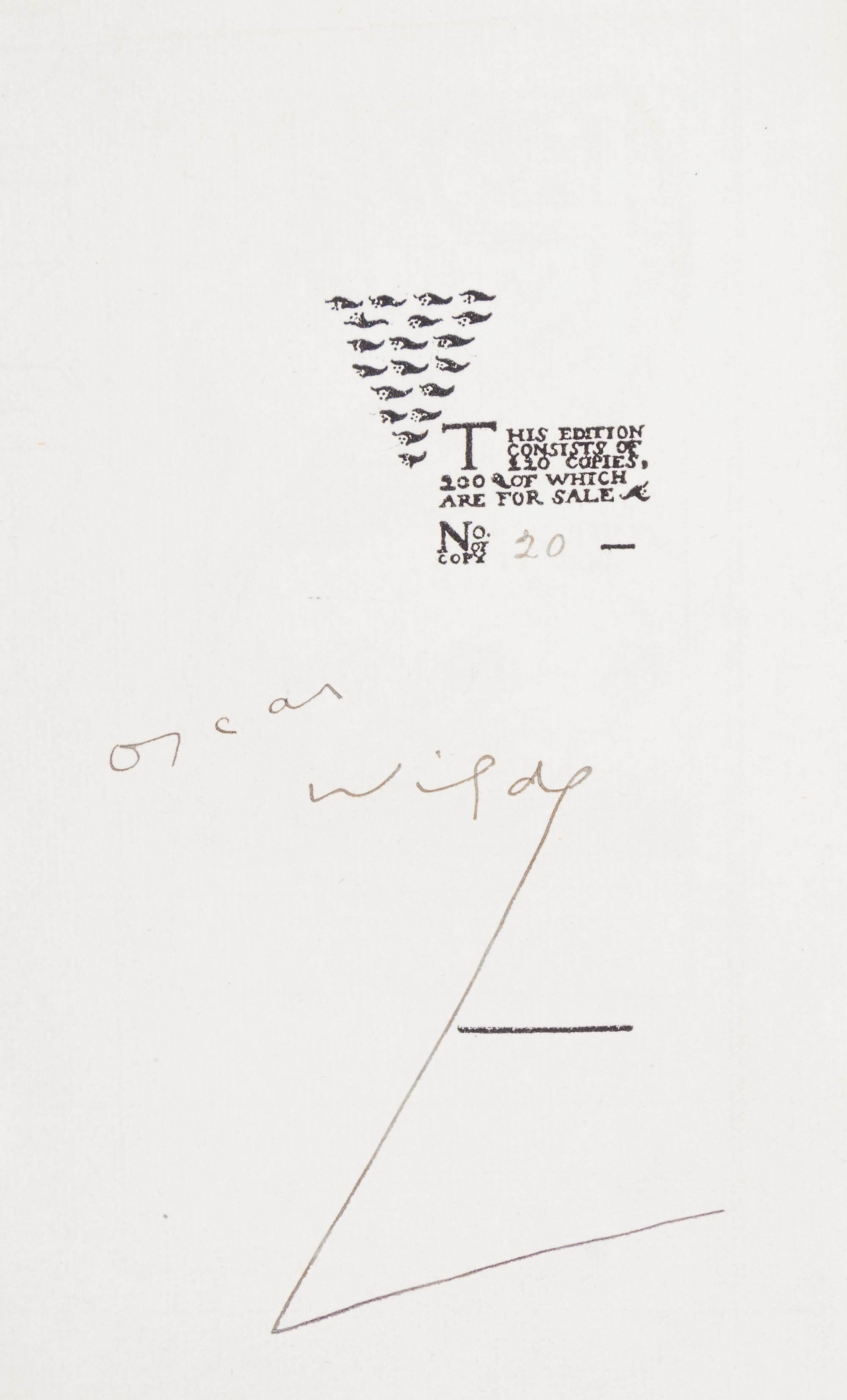 WILDE, OSCAR. Poems. London, 1892. Limited edition, signed by Wilde.