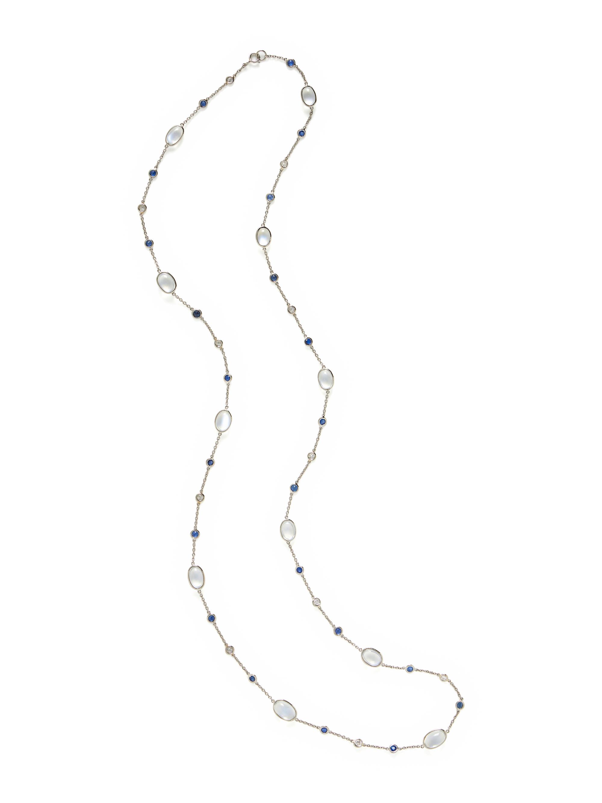 MOONSTONE, SAPPHIRE, AND DIAMOND NECKLACE