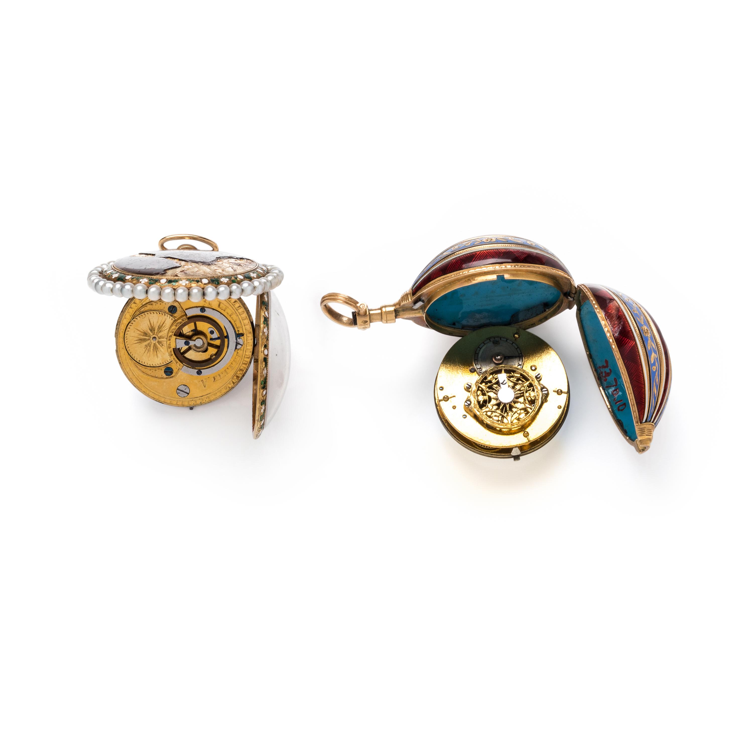 COLLECTION OF YELLOW GOLD AND ENAMEL POCKET WATCHES