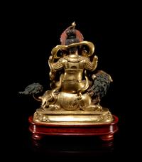 A Sino-Tibetan Gilt Bronze Figure of Bodhisattva Lokapala Vaishravana