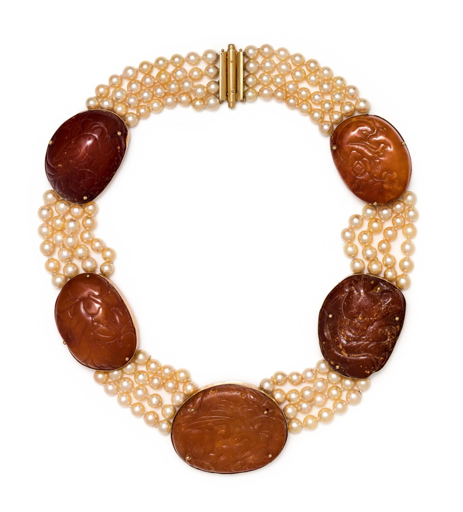 ANGELA PINTALDI, CULTURED PEARL AND AMBER CONVERTIBLE NECKLACE