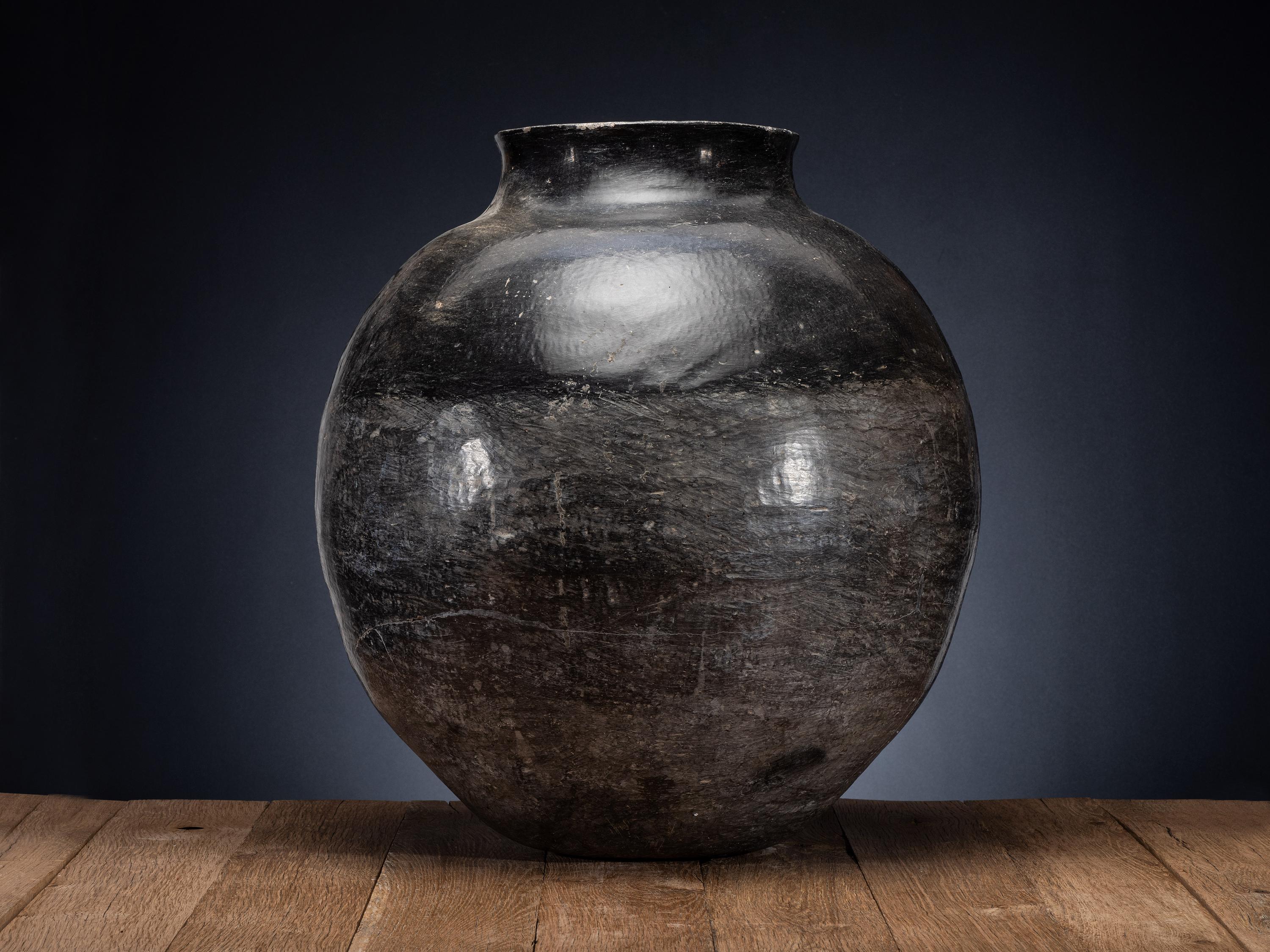 Massive Ohkay Owingeh Blackware Pottery Storage Jar