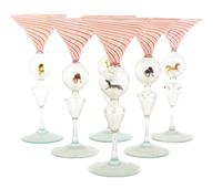 A Set of Twelve Italian Glass Stems Height 7 3/8 inches.