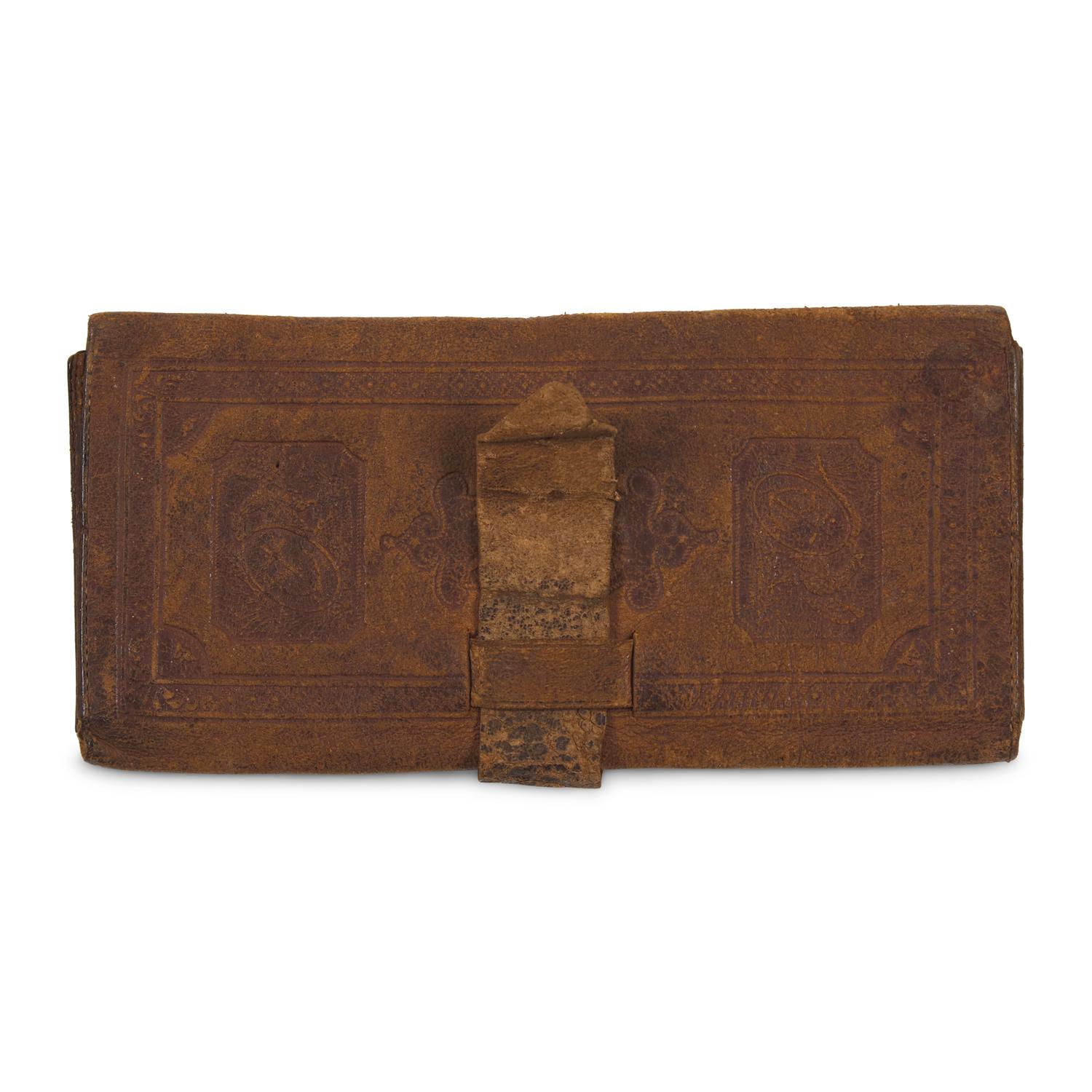[War of 1812] Tooled Leather Wallet, Purportedly Once Belonging to Commodore James Biddle