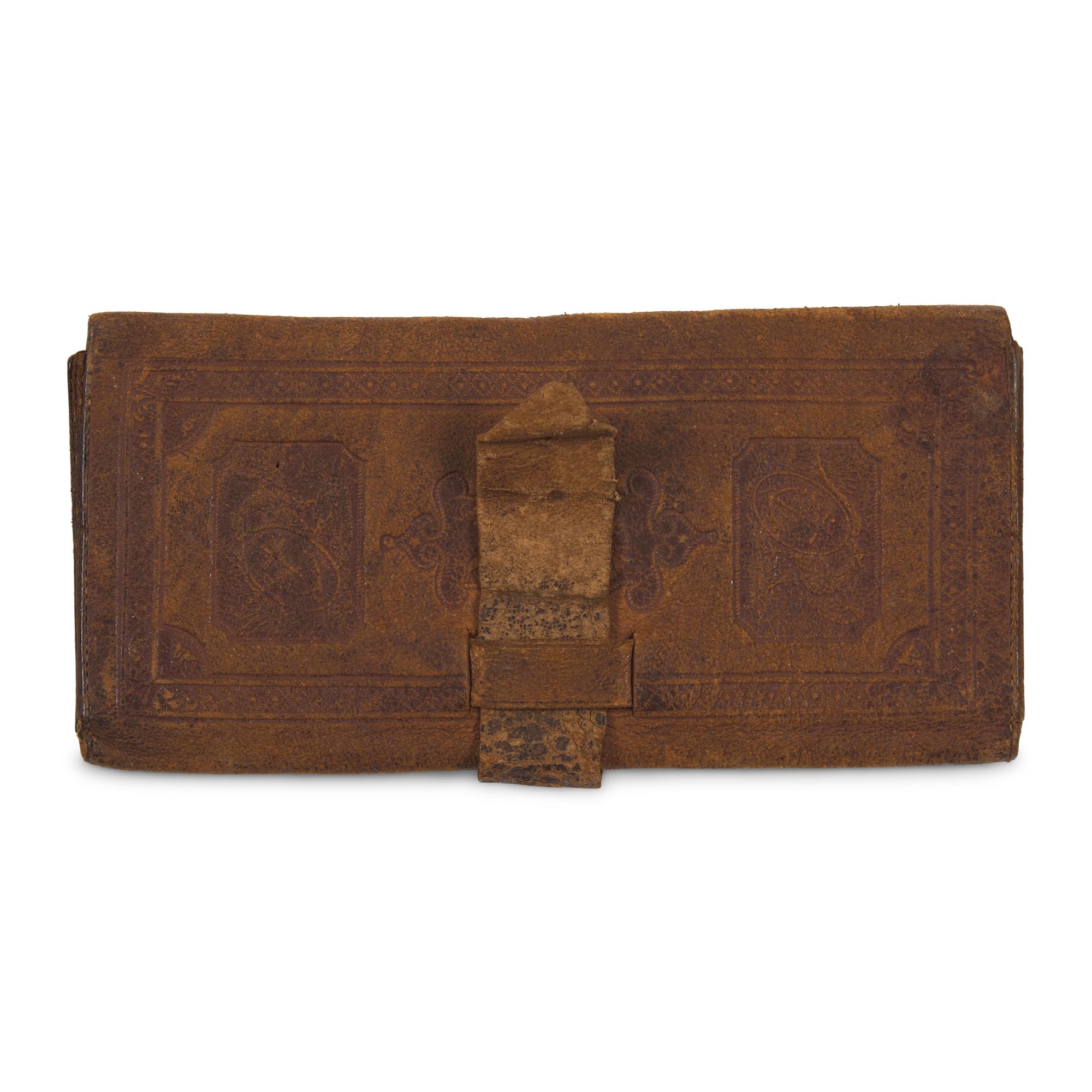 [War of 1812] Tooled Leather Wallet, Purportedly Once Belonging to Commodore James Biddle