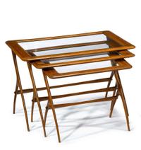 Nest of three maple and glass tables 20th century