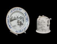 Two Chinese Grisaille Decorated Porcelain Wares