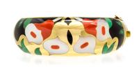 A 14 Karat Yellow Gold, Onyx, Mother-of-Pearl, Coral and Jade Demi Parure, 50.40 dwts.