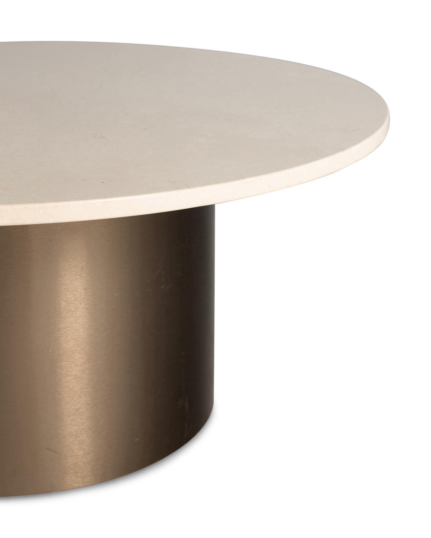 A Contemporary Metal and Marble-Top Low Table