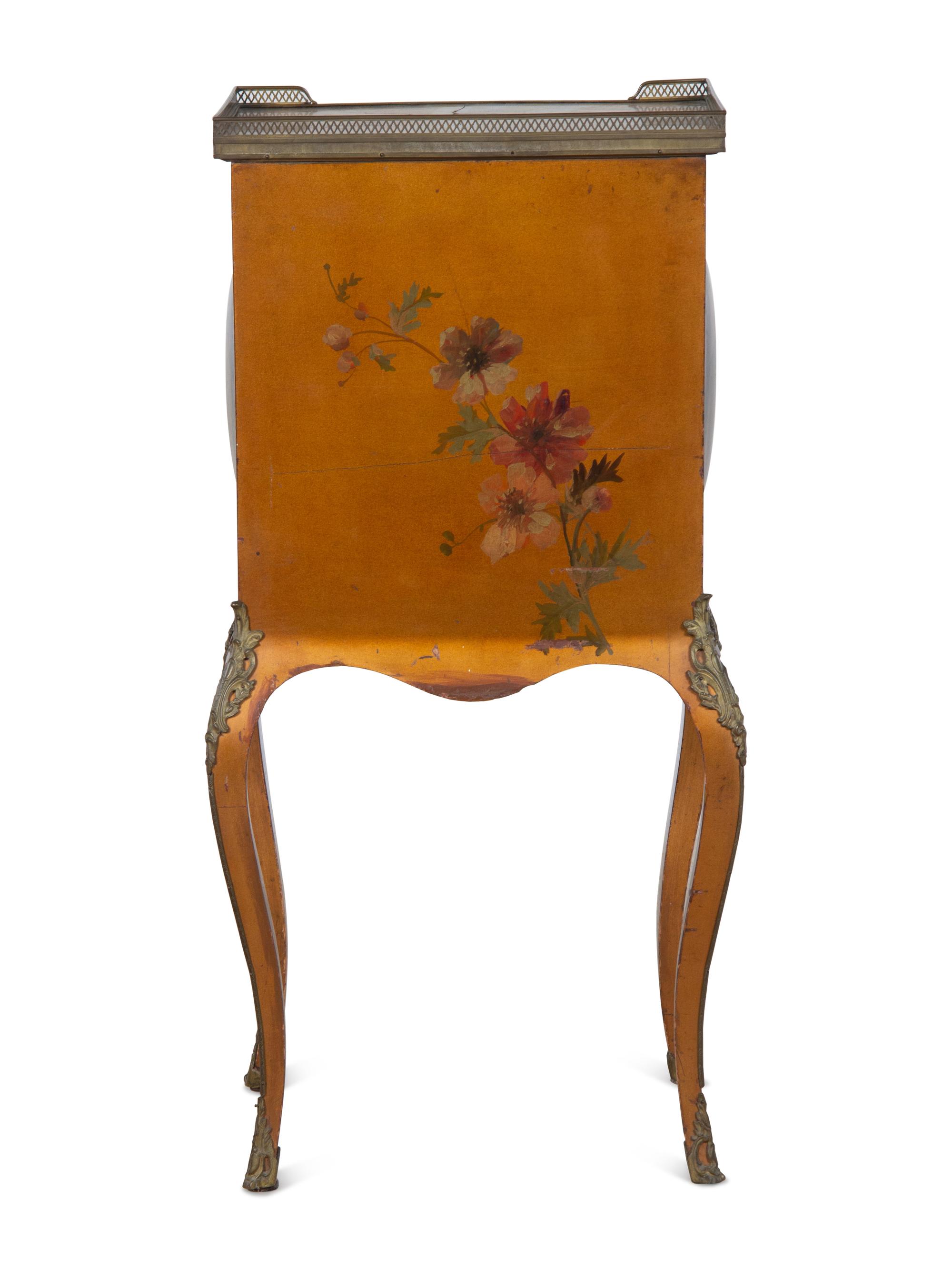 A Louis XV Style Vernis Martin Onyx-Top Music Cabinet