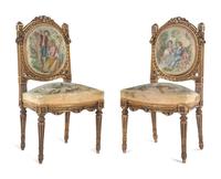 A Louis XVI Style Giltwood Seven-Piece Salon Suite