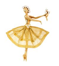 An 18 Karat Yellow Gold and Diamond Ballerina Brooch, Van Cleef & Arpels, 7.90 dwts.