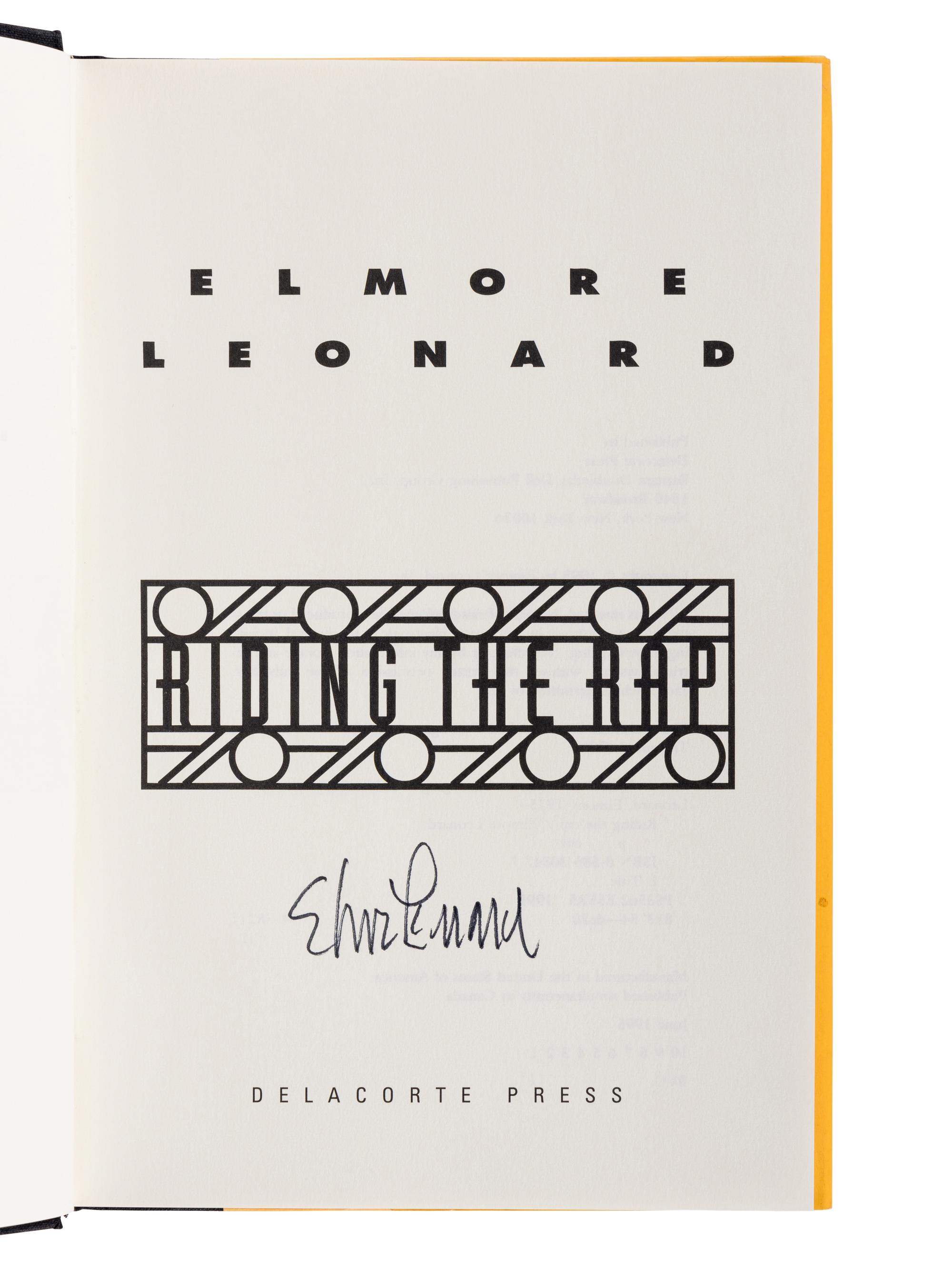 LEONARD, Elmore (1925-2013). A group of 4 FIRST EDITIONS of Leonard’s works later adapted into the series Justified , ALL SIGNED OR INSCRIBED, comprising: