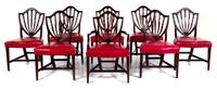 A Set of Eight American Hepplewhite Style Mahogany Dining Chairs Height 37 inches. — 20TH CENTURY