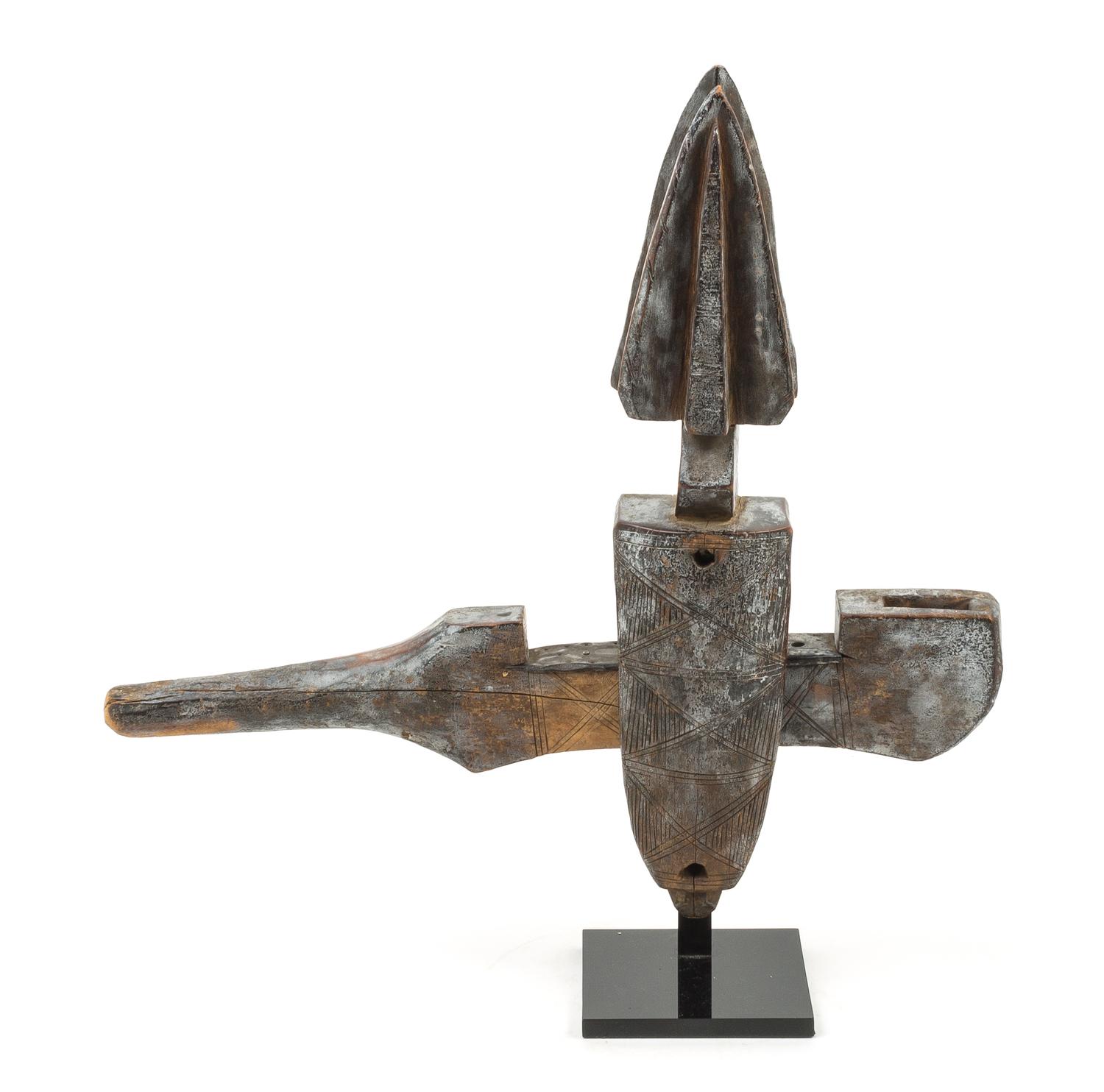 An African Carved Wood Door Lock Height 19 5/8 inches. — 20TH CENTURY