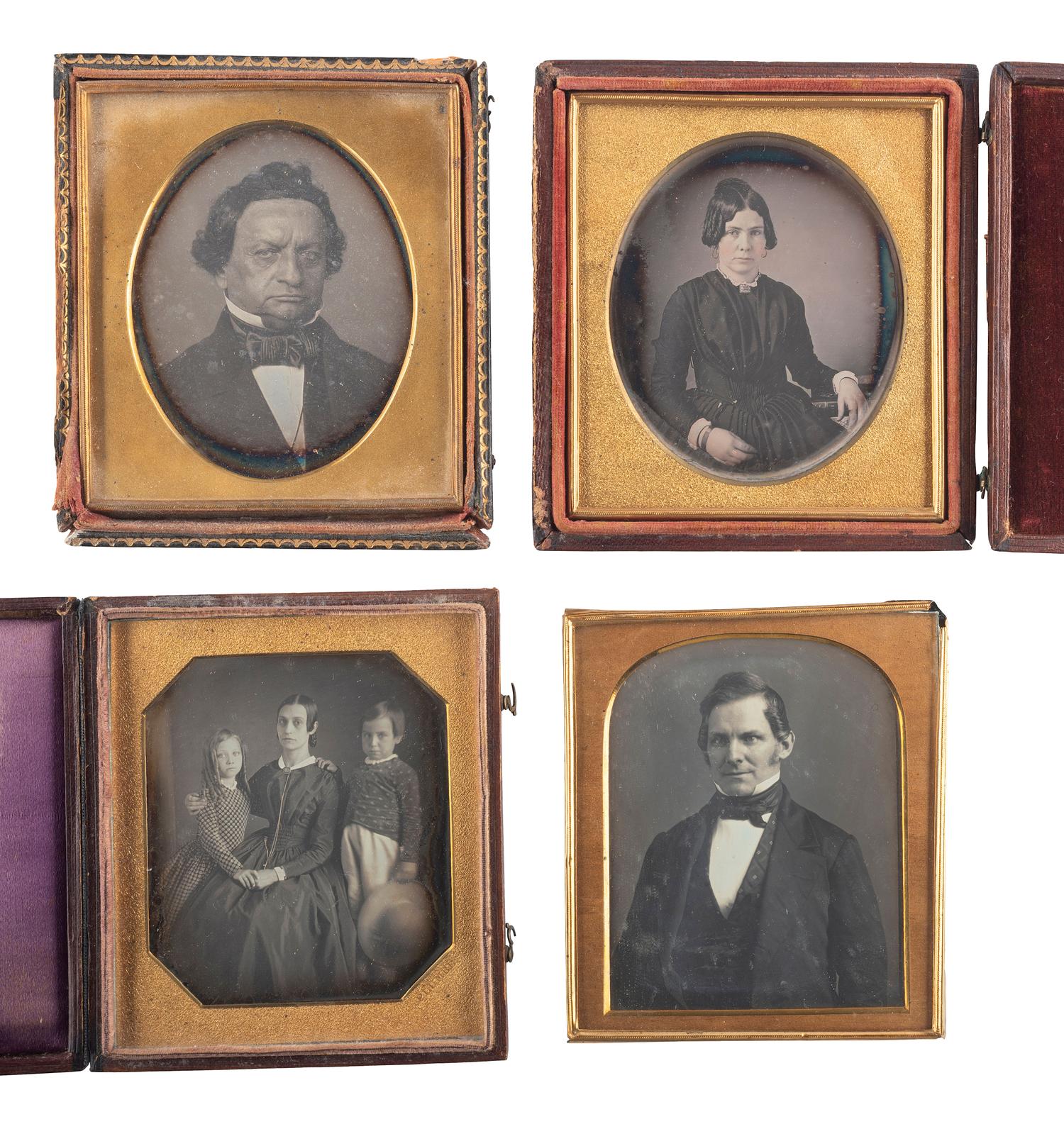 [EARLY PHOTOGRAPHY]. A group of 9 oversized quarter plate daguerreotypes of men and women, possibly European.