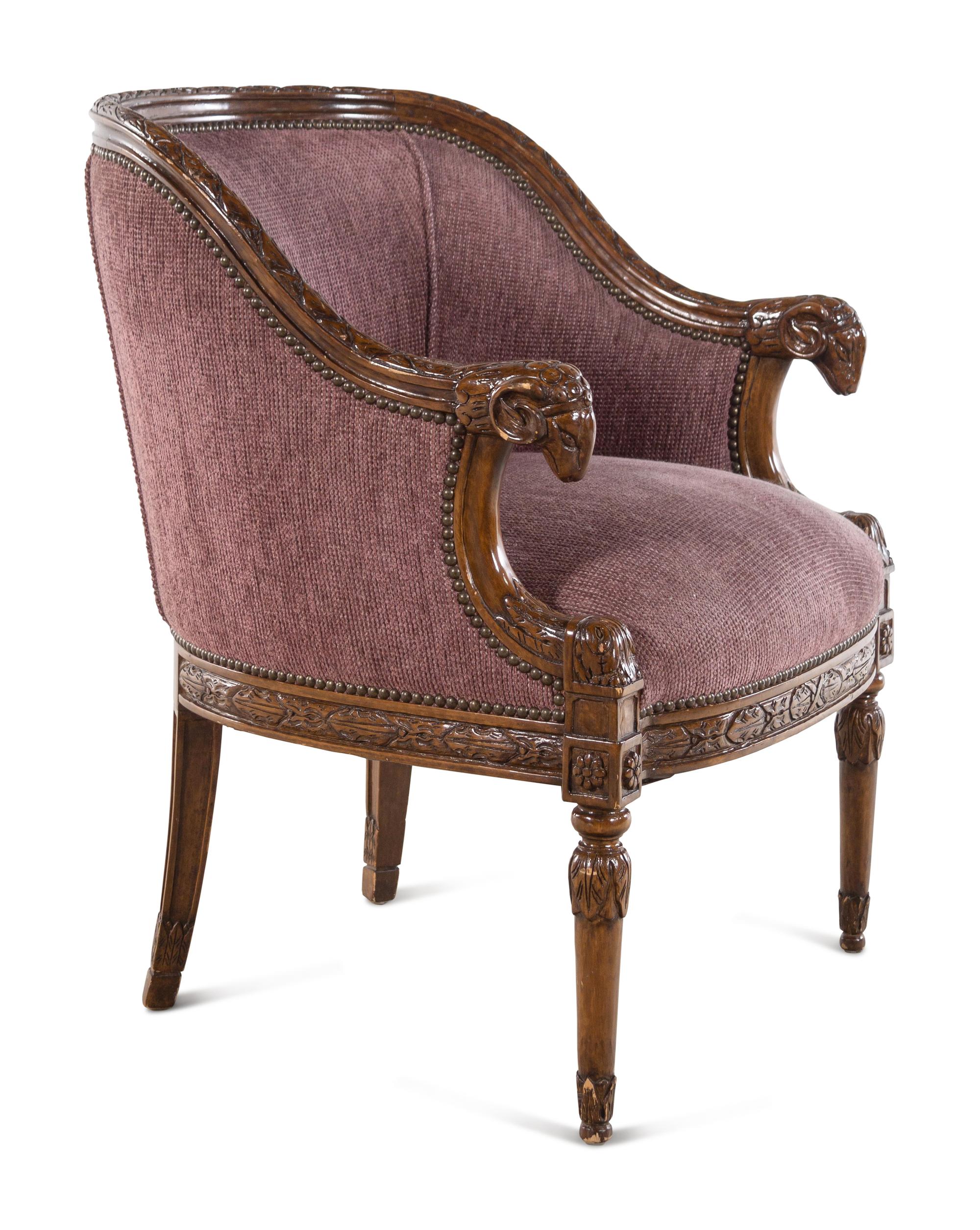 A J. Robert Scott Carved Walnut Armchair