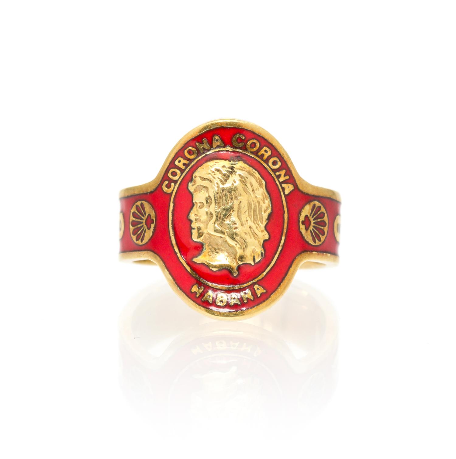 An 18 Karat Yellow Gold and Enamel Cigar Band Ring, Cartier, 4.70 dwts.