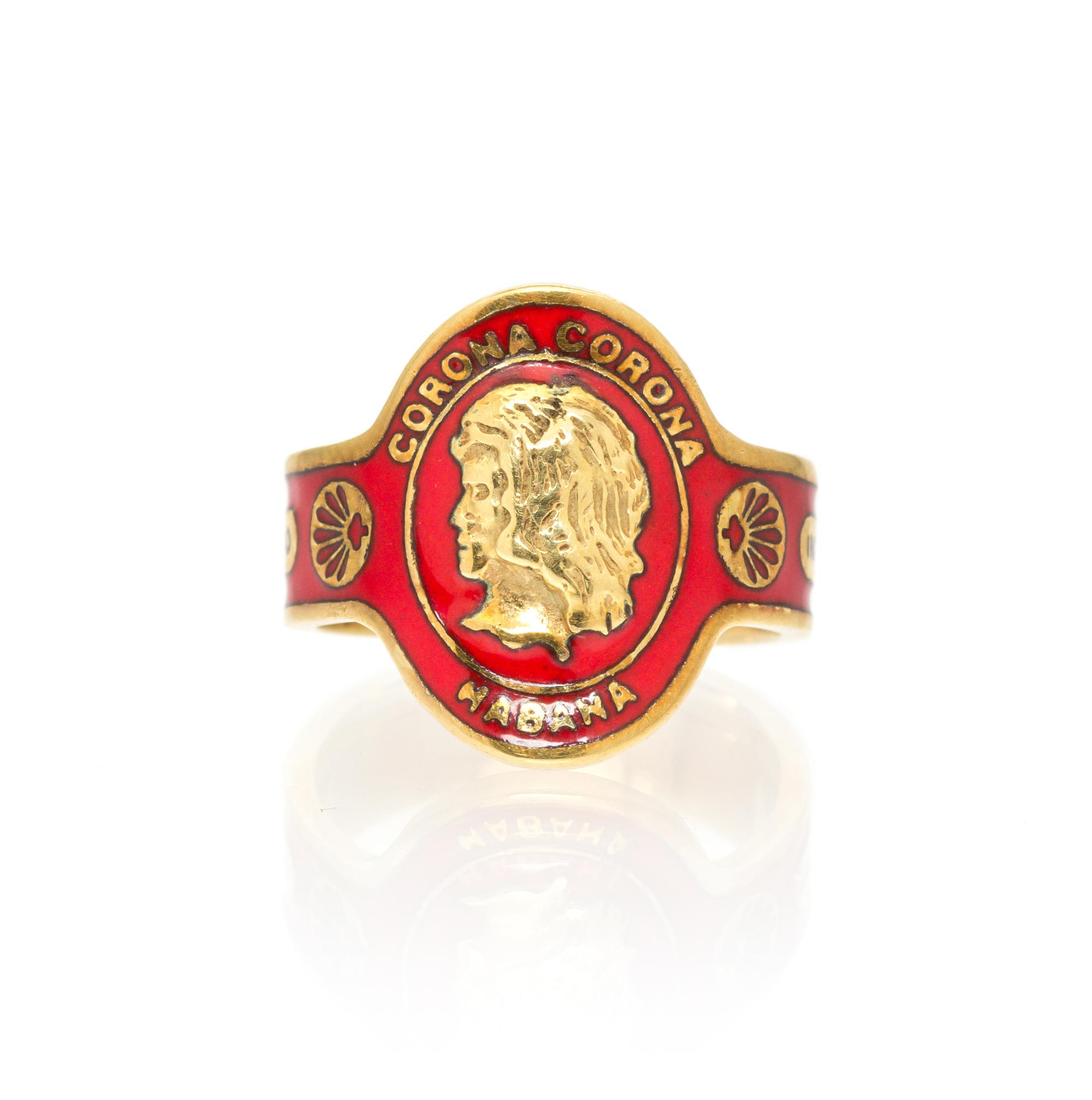An 18 Karat Yellow Gold and Enamel Cigar Band Ring, Cartier, 4.70 dwts.