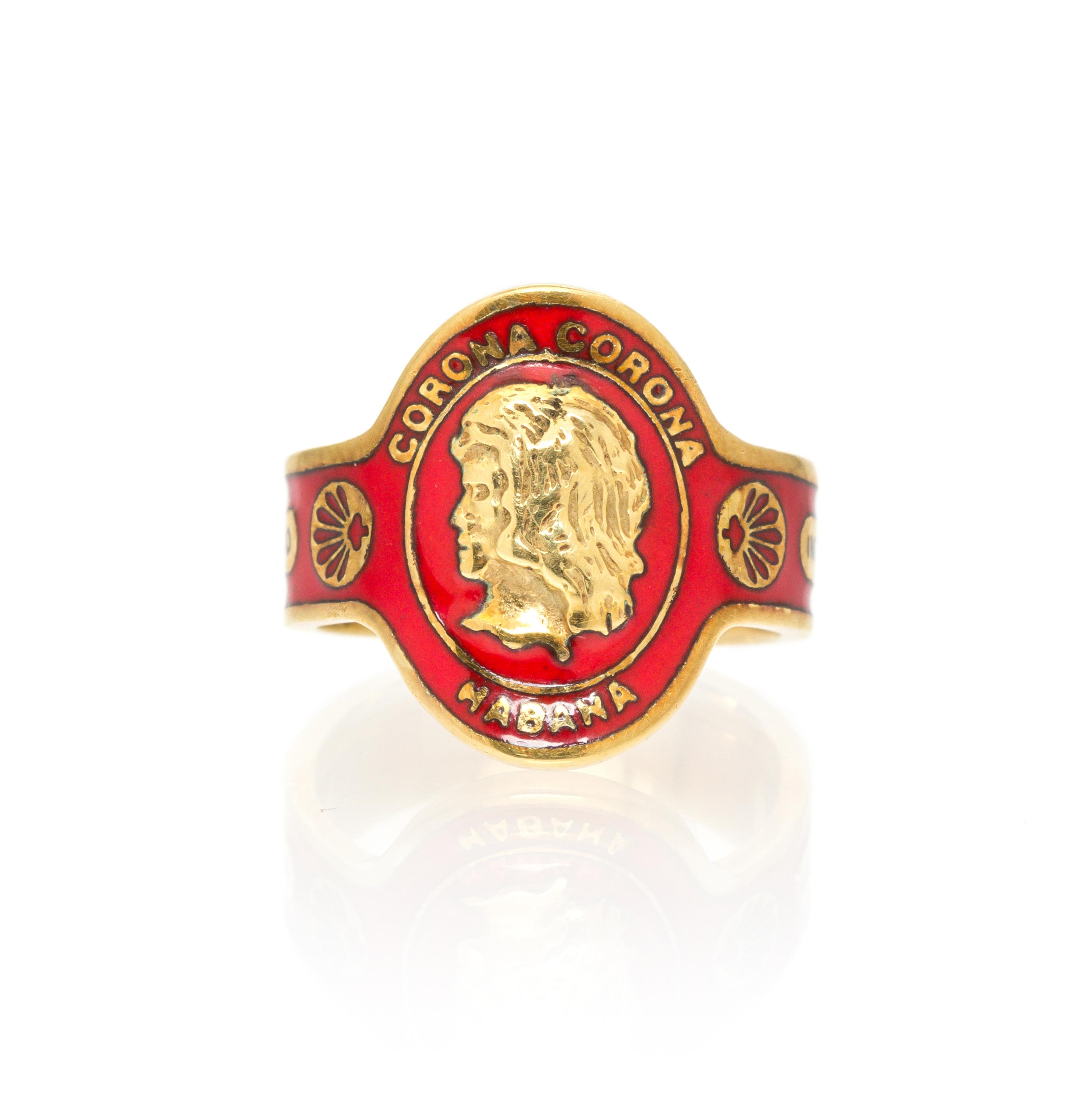An 18 Karat Yellow Gold and Enamel Cigar Band Ring, Cartier, 4.70 dwts.