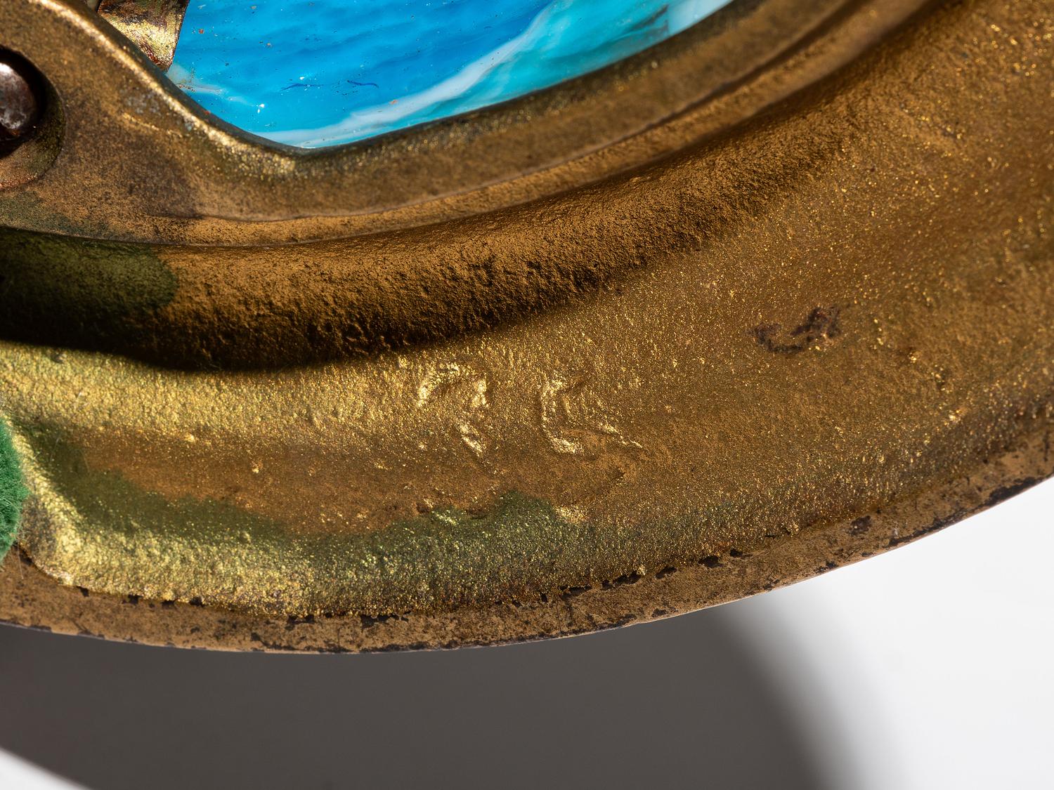 Slag Glass Lamp with Lighted Base