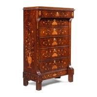 A Dutch Marquetry and Mahogany Tall Chest of Drawers