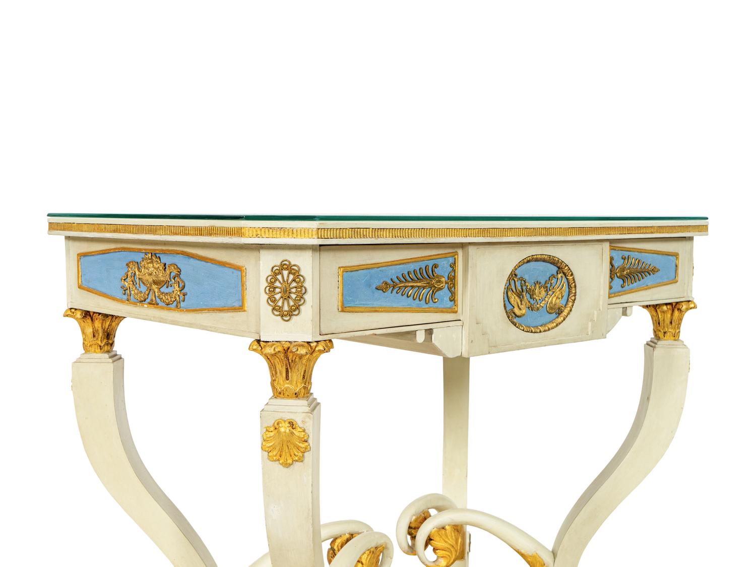 A Cream-Painted and Parcel Gilt Center Table