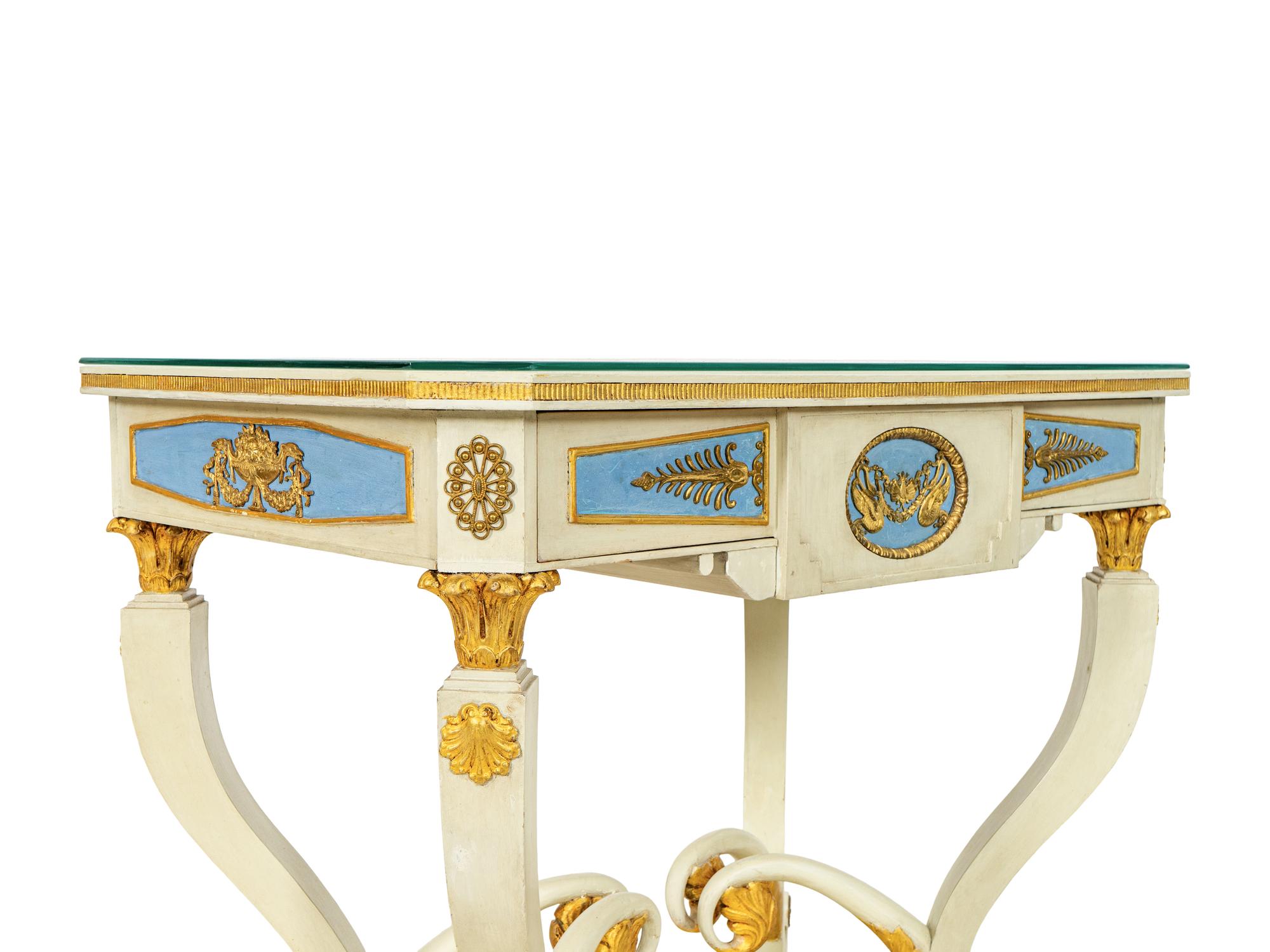 A Cream-Painted and Parcel Gilt Center Table