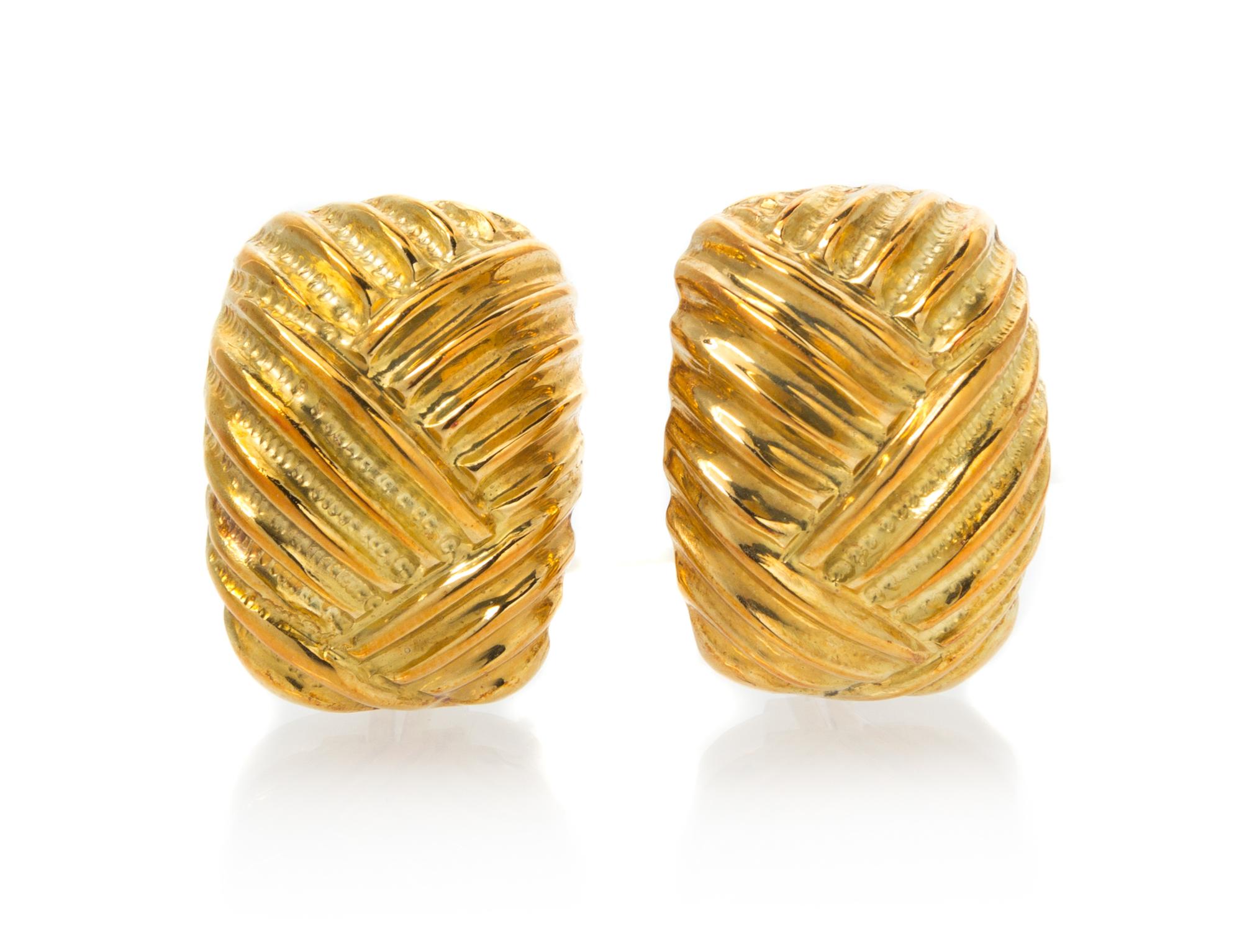 A Pair of 18 Karat Yellow Gold Earclips, 8.00 dwts.