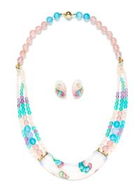 A 14 Karat Yellow Gold Multi Gem and Glass Demi Parure,
